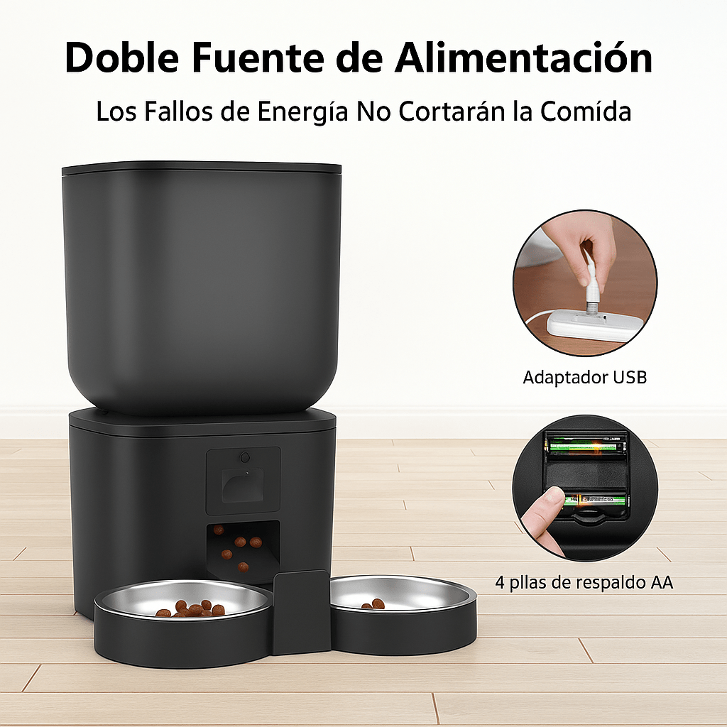 Alimentador Automático Inteligente para Mascotas – Cámara HD 1080p + Micrófono - Refleja